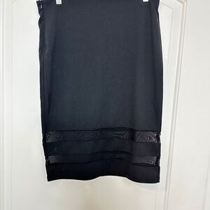 SHEIN Black Pencil Skirt with Sheer Accents